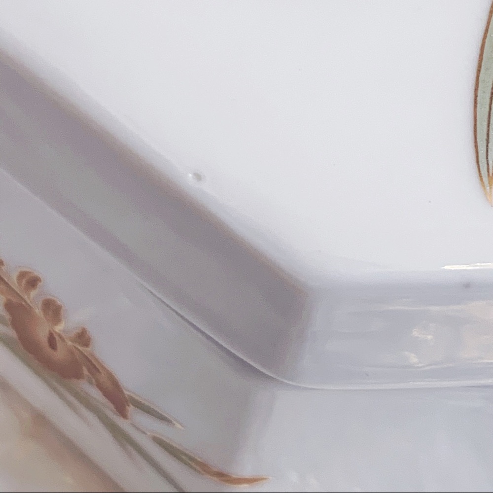 White Brown Iris Bone China Jewelry Trinket Box - Picture 8 of 8